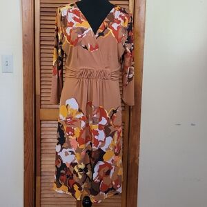 EUC Floral Faux Wrap Top Dress Size Large (NY&CO)